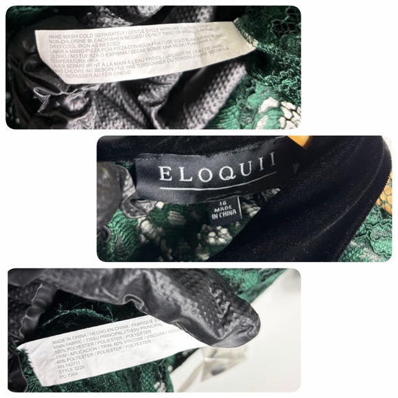 NWT Eloquii green lace sheer blouse with Black velvet Collar size 16 - Picture 6 of 8